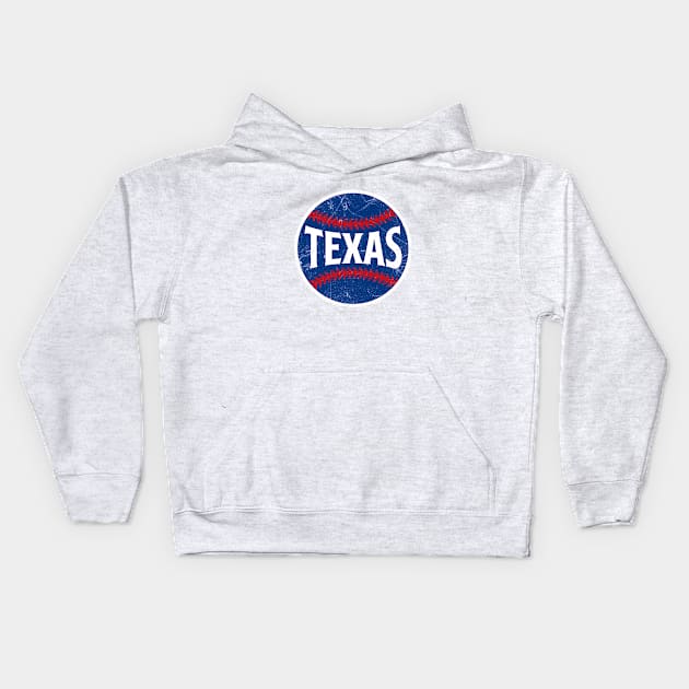 Texas Retro Baseball - White Kids Hoodie by KFig21